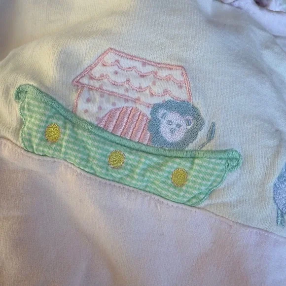 Vtg Itsy Bitsy Sleeper Noahs Ark Embroidered Pink Romper Toddler Girls Size 2T - Picture 3 of 10